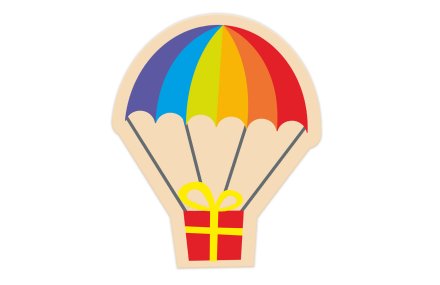 Декорация из пластика "Парашют с подарком" 48х60 см