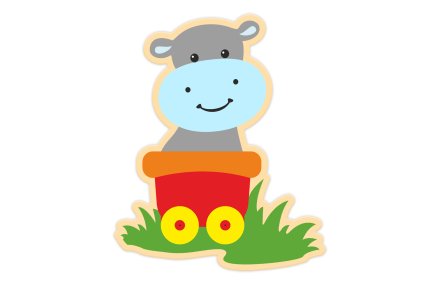 Декорация из пластика "Бегемотик в вагончике" 67х78 см