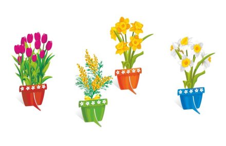Набор для оформления праздников "Весенние цветы в горшочках"