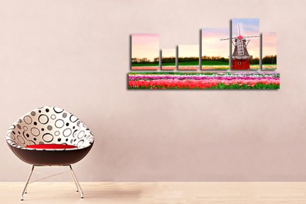 Модульная картина "Голландская ветряная мельница"