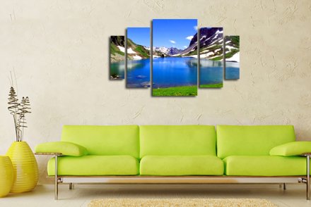 Модульная картина "Весна на горном озере"