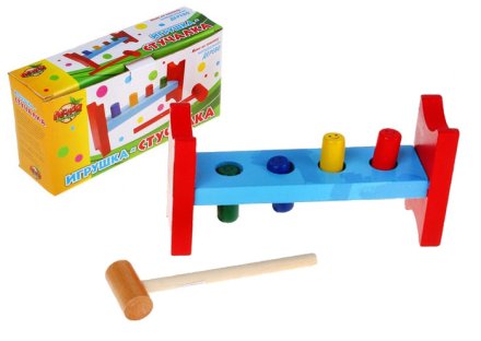 Стучалка большая на ножках с 4 гвоздиками и молоточком