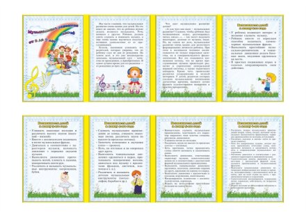 Двухстороння папка-передвижка Музыкальное развитие детей от 2 до 7 лет