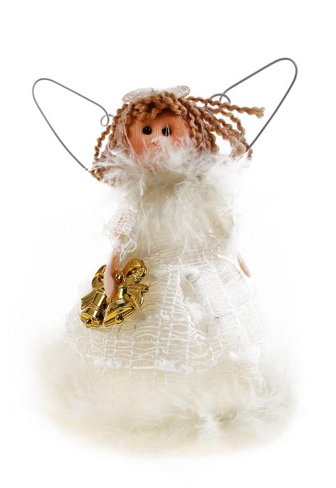 мягкая кружево ангелок с колокольчиками 16 см  540613С
