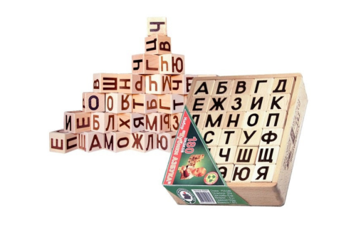 Кубики-азбука, 30 деталей, в деревянной коробке, кубик: 4 × 4 см 2421519C