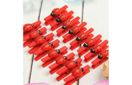 Прищепки "Божьи коровки"  на красной прищепке 2303314С
