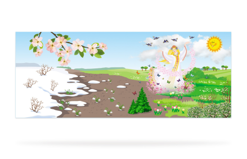 Декорация на холсте "Приход весны" 41638