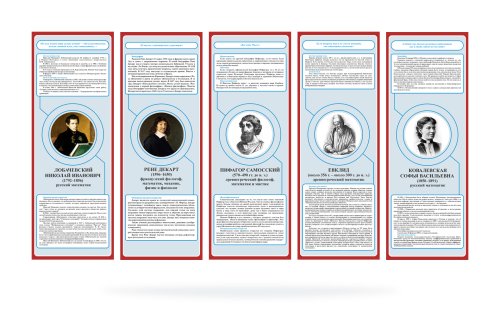 Комплект стендов для кабинета математики "Великие ученые и их деятельность" 41654