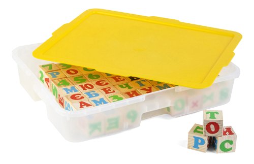 Комплект деревянных кубиков Буквы и цифры / в системе хранения 7712рос