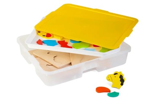 Комплект деревянных пазлов  Животные / 5 шт в системе хранения Игротека 7702рос