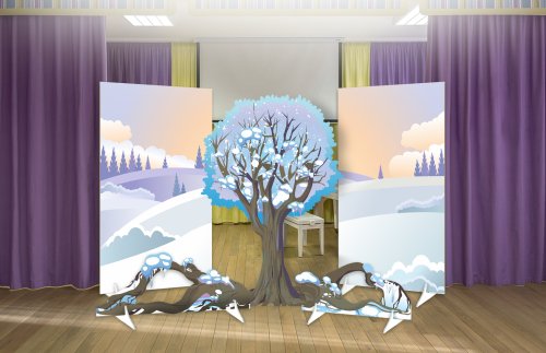 Комплект декораций с двусторонней ширмой “Зимний Лес” 51654