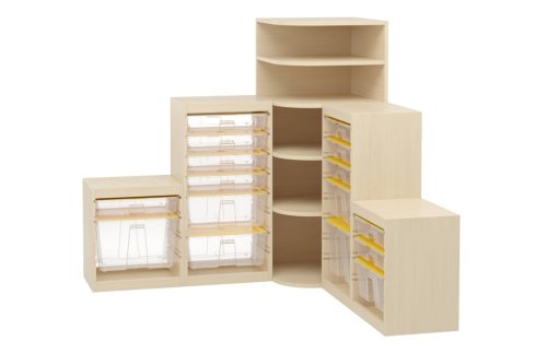 Игровой стеллаж угловой 5 секций с комплектом контейнеров 8539рос