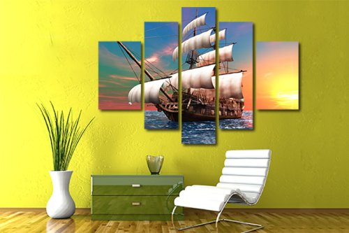 Модульная картина "Парусник на закате" 17148