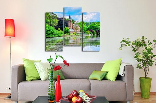 Модульная картина "Дом на берегу реки" 17401