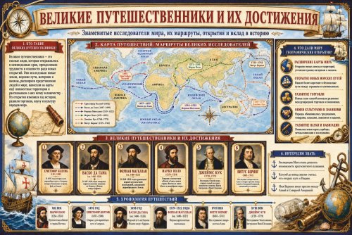 Стенд "Великие путешественники и их достижения" НФ1291