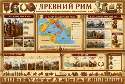 Учебный стенд для школы «Древний Рим. Расширение Рима. Пунические войны» НФ1297