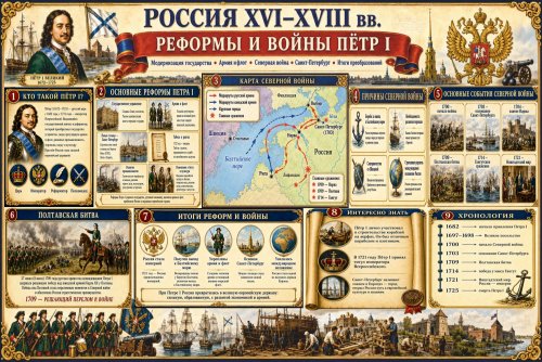 Учебный стенд для школы «Россия XVI–XVIII вв. Реформы и войны Петра I» НФ12914