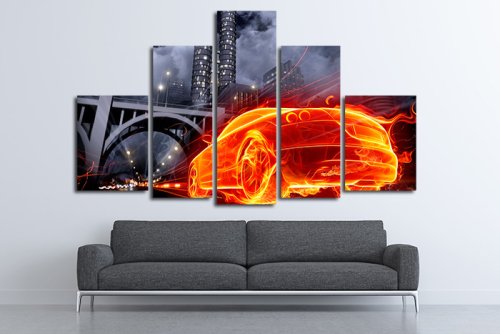 Модульная картина "Огненный автомобиль" 17193