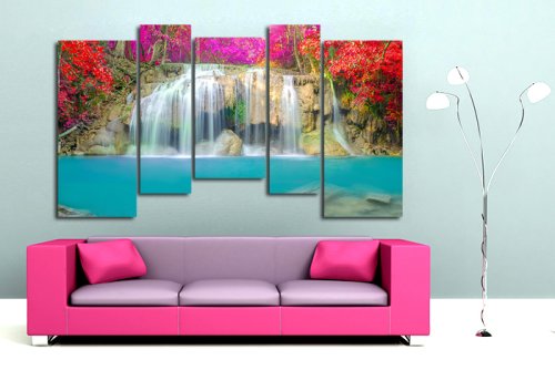 Модульная картина "Водопад в волшебном лесу" 17225