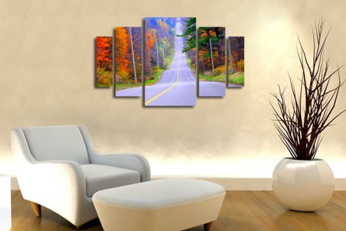 Модульная картина "Дорога в осеннем лесу" 17364