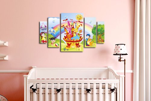 Модульная картина "Разноцветный замок и радуга" 17595