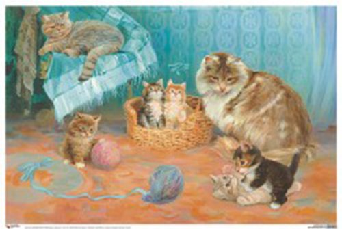 Плакат Кошка с котятами МС10128