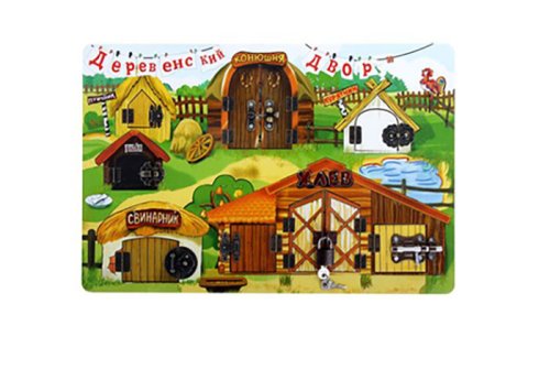 Бизиборд "Деревенский двор", 8 замков 1542899