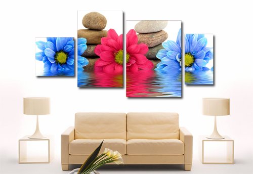 Модульная картина "Хризантемы на воде" 16933