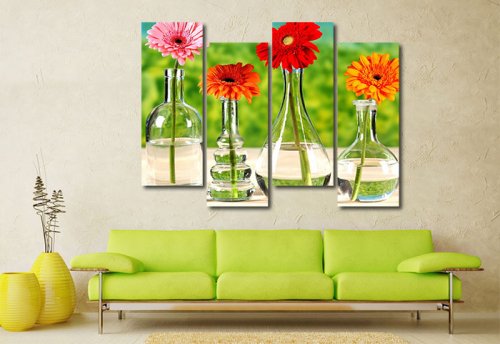 Модульная картина "Герберы в оригинальных вазочках" 17014