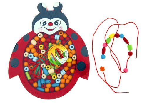 Игрушка шнуровка "Божья коровка" с бусинками 728896