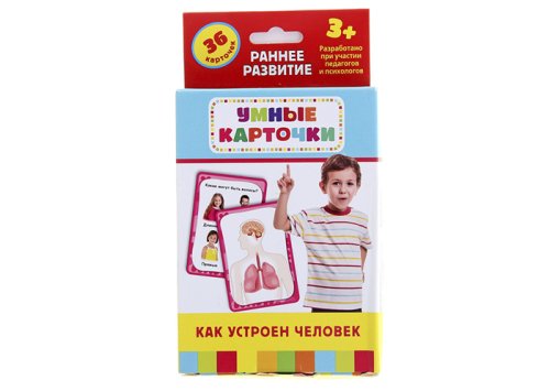 Развивающие карточки "Как устроен человек" 36 карточек 1100250