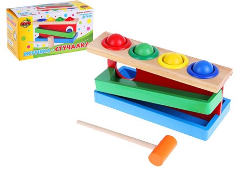 Стучалка на прямоугольном основании с 4 шариками, спуском и молоточком  255902