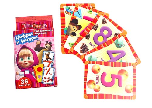 Развивающие карточки "Цифры и фигуры" Маша и Медведь 594344