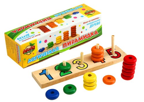 Пирамидка логическая "Учимся считать" с цифрами 452138