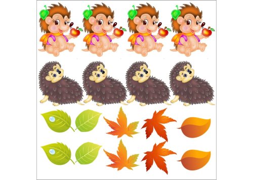 Наклейки декоративные "Комплект ежики и листики" 11046