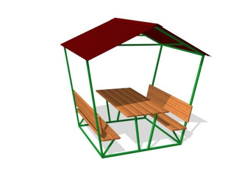 Стол уличный со скамьями и навесом СП018Z