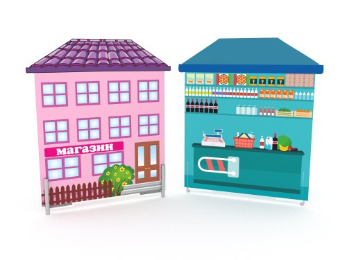 Двухсторонний макет «Магазин» для декорации дорожного городка, а также ролевых игр на площадке 36135