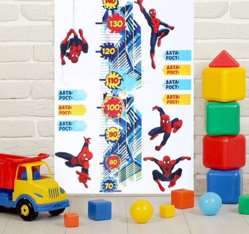 Наклейка - ростомер "Супергерой", Человек Паук, 50 х 72 см набор 2шт 1296050с