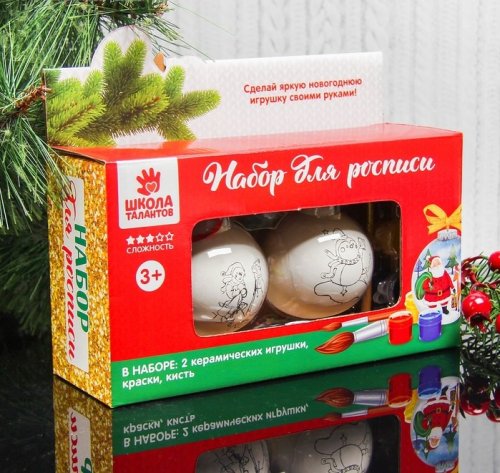 Набор новогодних шаров под раскраску 2 шт "Пара №2" с подвесом 3462458с