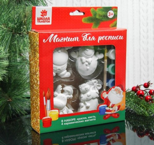 Набор новогодних магнитов под раскраску 4 шт "Сказочный" 3462478с