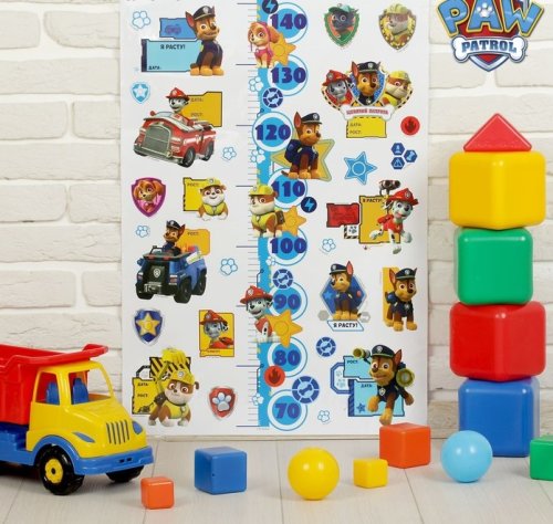 Щенячий патруль. Наклейка - ростомер "Щенячий патруль", 50 х72 см набор 2шт 2009344с