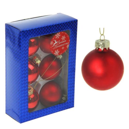 Новогодние шары Глянцевые и матовые красные (набор 6 шт.)           1399817