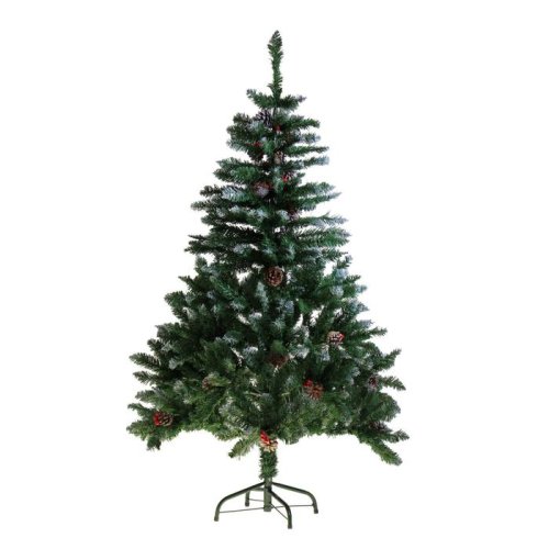 Елка иней с ягодками 240 см, d нижнего яруса 145 см, 1577 веток, металл подставка  540649
