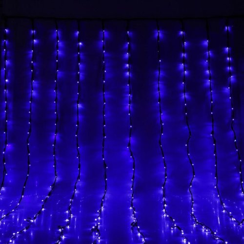 ВОДОПАД уличная, УМС, Ш:2 м, В:6 м, Н.Т. LED-1500-220V, контроллер 8 режимов, СИНИЙ  1080205С