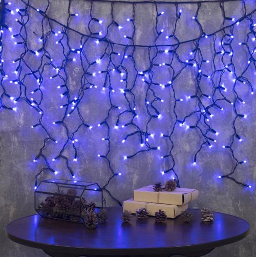 Гирлянда "Бахр" ул. УМС, Ш:3м, В:0,9м, Н.Т "Каучук"LED-232-220V, вилка в компл.СИНЯЯ  3147744С
