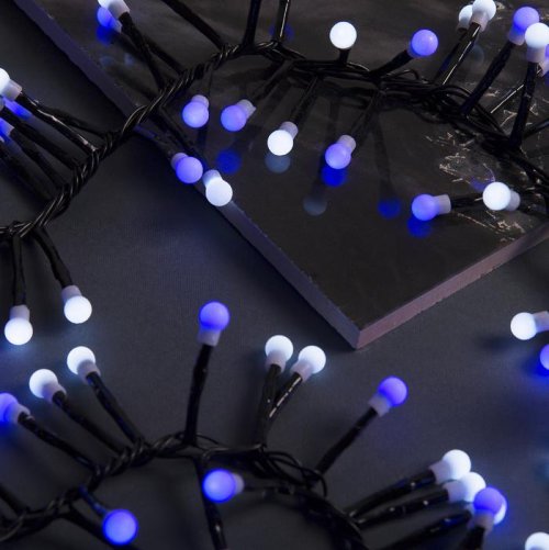 НИТЬ уличная, УМС, Мишура шарики Д:4 м. Н.Т. LED-400-31V 8 режимов, БЕЛО-СИНИЙ    3649309С