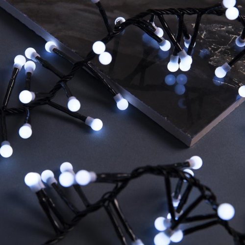 НИТЬ уличная, УМС, Мишура шарики Д:4 м. Н.Т. LED-400-31V 8 режимов, БЕЛЫЙ    3649302С