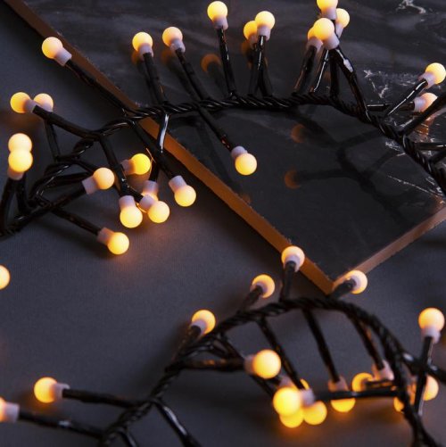 НИТЬ уличная, УМС, Мишура шарики Д:4 м. Н.Т. LED-400-31V 8 режимов, ЖЕЛТЫЙ    3649306С