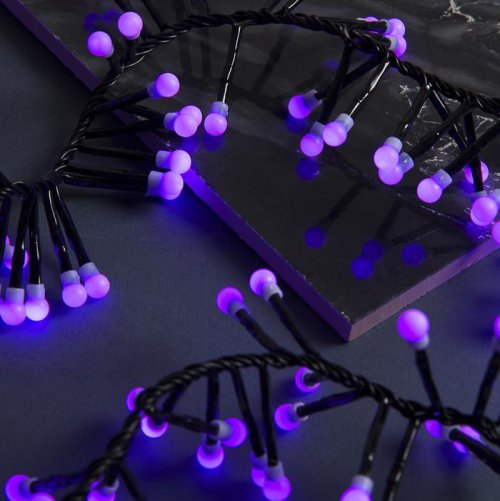 НИТЬ уличная, УМС, Мишура шарики Д:4 м. Н.Т. LED-400-31V 8 режимов, ФИОЛЕТ    3649305С