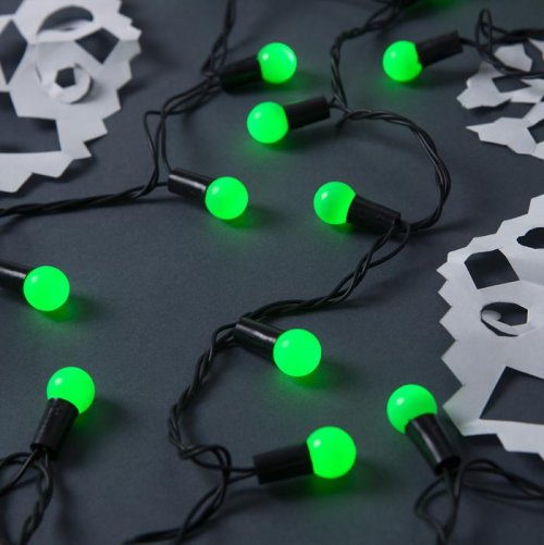 НИТЬ, улич. с насад. "Шарики d=1,5 см" 10 м, Н.Т. LED-100-220V контр. 8р. ЗЕЛЕНЫЙ     671562С